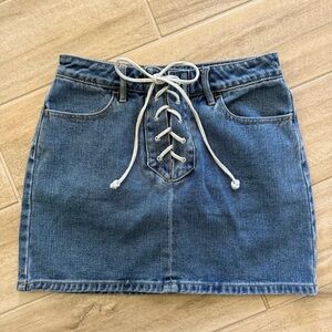 PacSun Denim Lace-Up Mini Skirt